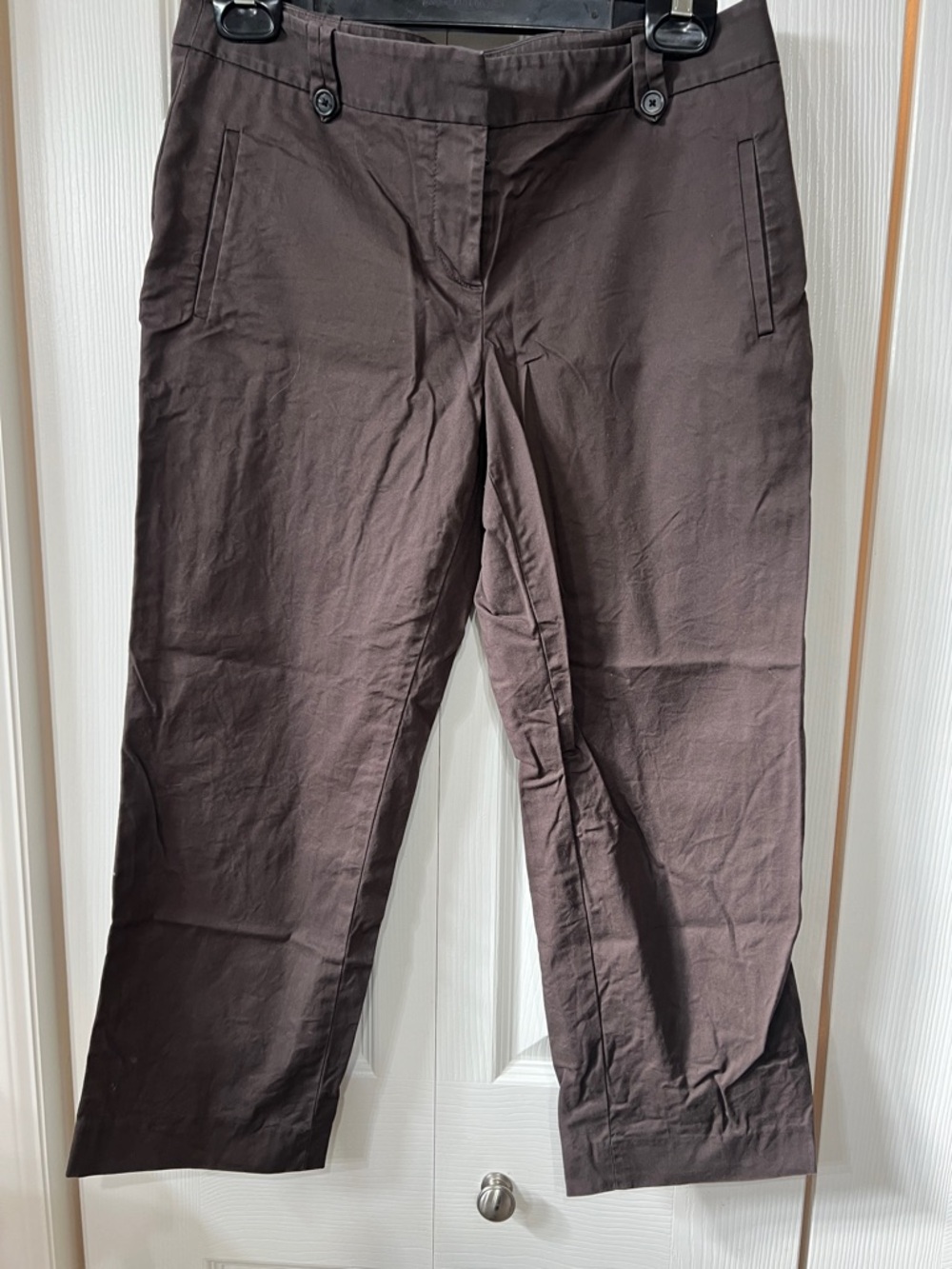 LOFT Marissa Wm 4 Chocolate Brown Crop Pants Cotton stretch everyday classic